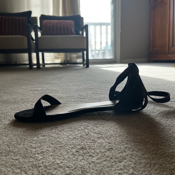 Spring black suede ballet tie sandals size 10 - Picture 2 of 2